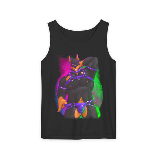 YIFF™: Neon Pup Doberman │ Garment-Dyed Tank Top