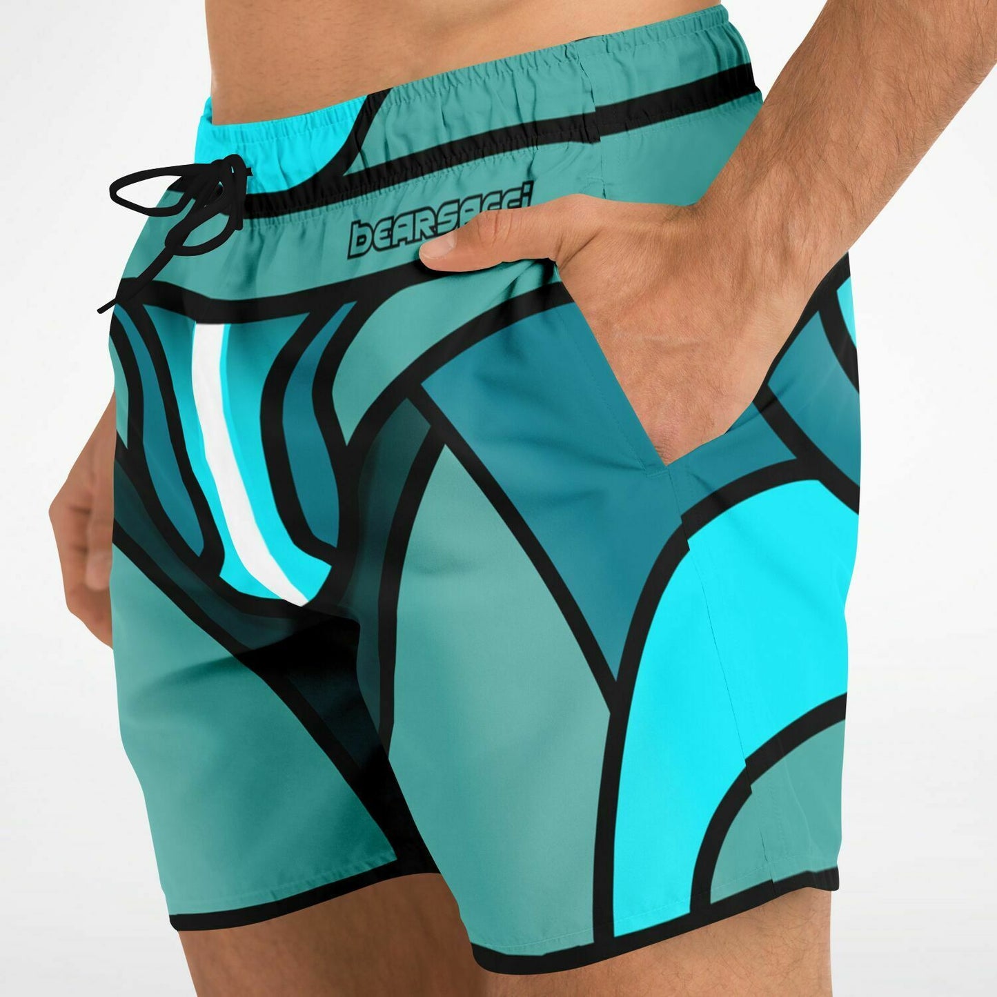 Zeus Riptide (Teal) │ Trompe L'Oeil Swim Trunks