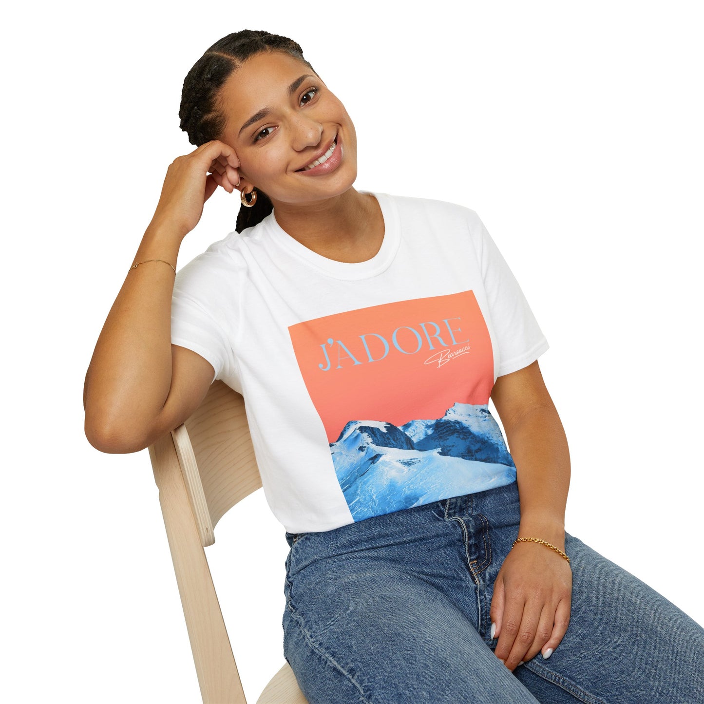 Fake Designer™: J'adore Bearsacci Solitude Is Dangerously Addictive (Vibrant Snowy Mountains At Sunset)│ Softsyle T-shirt