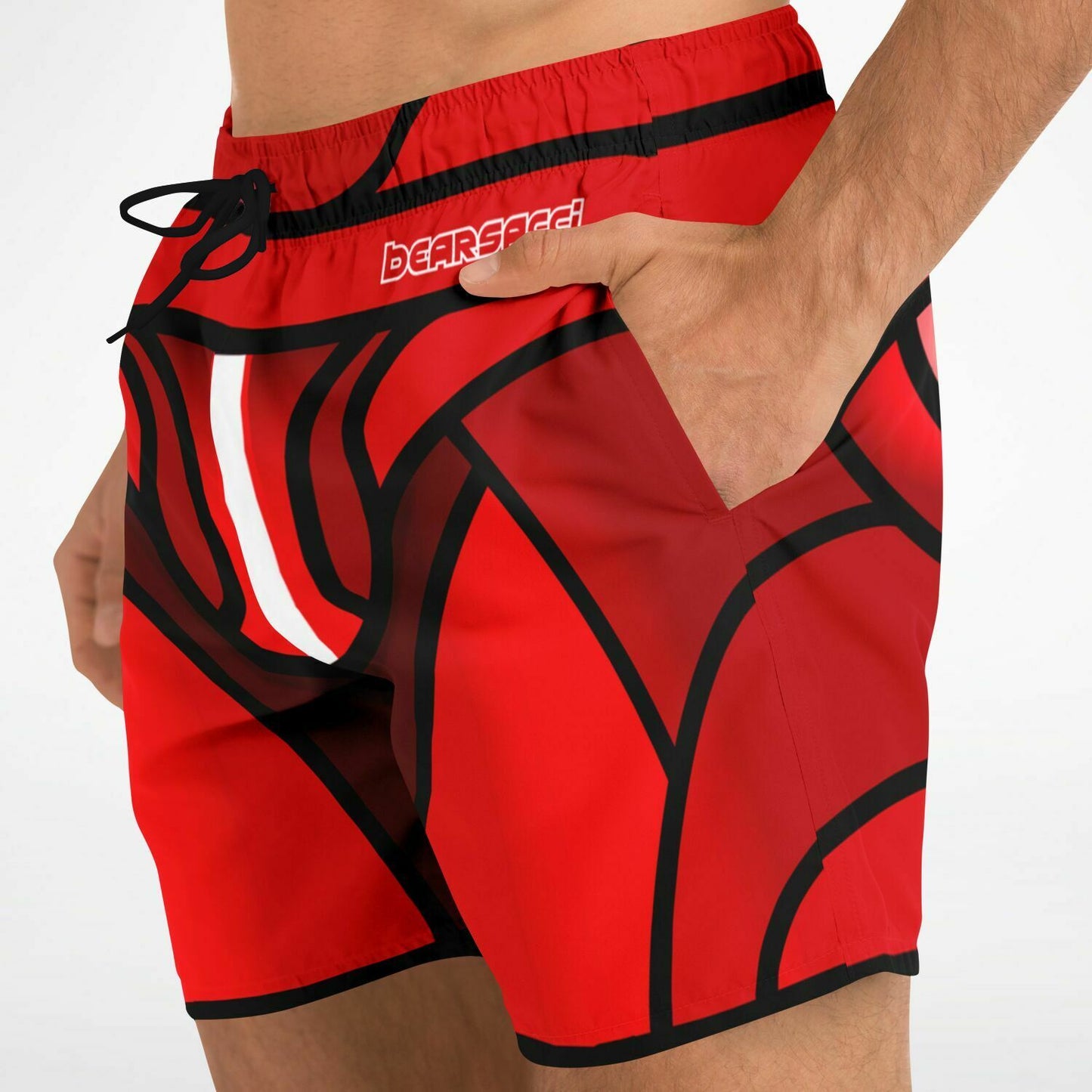 Zeus Riptide (Red) │ Trompe L'Oeil Swim Trunks