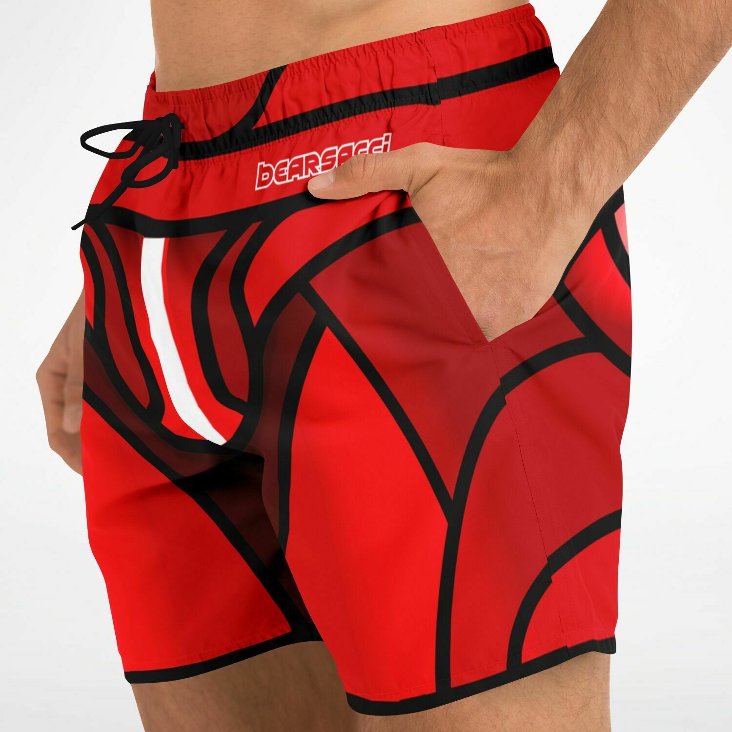 Zeus Riptide (Red) │ Trompe L'Oeil Swim Trunks