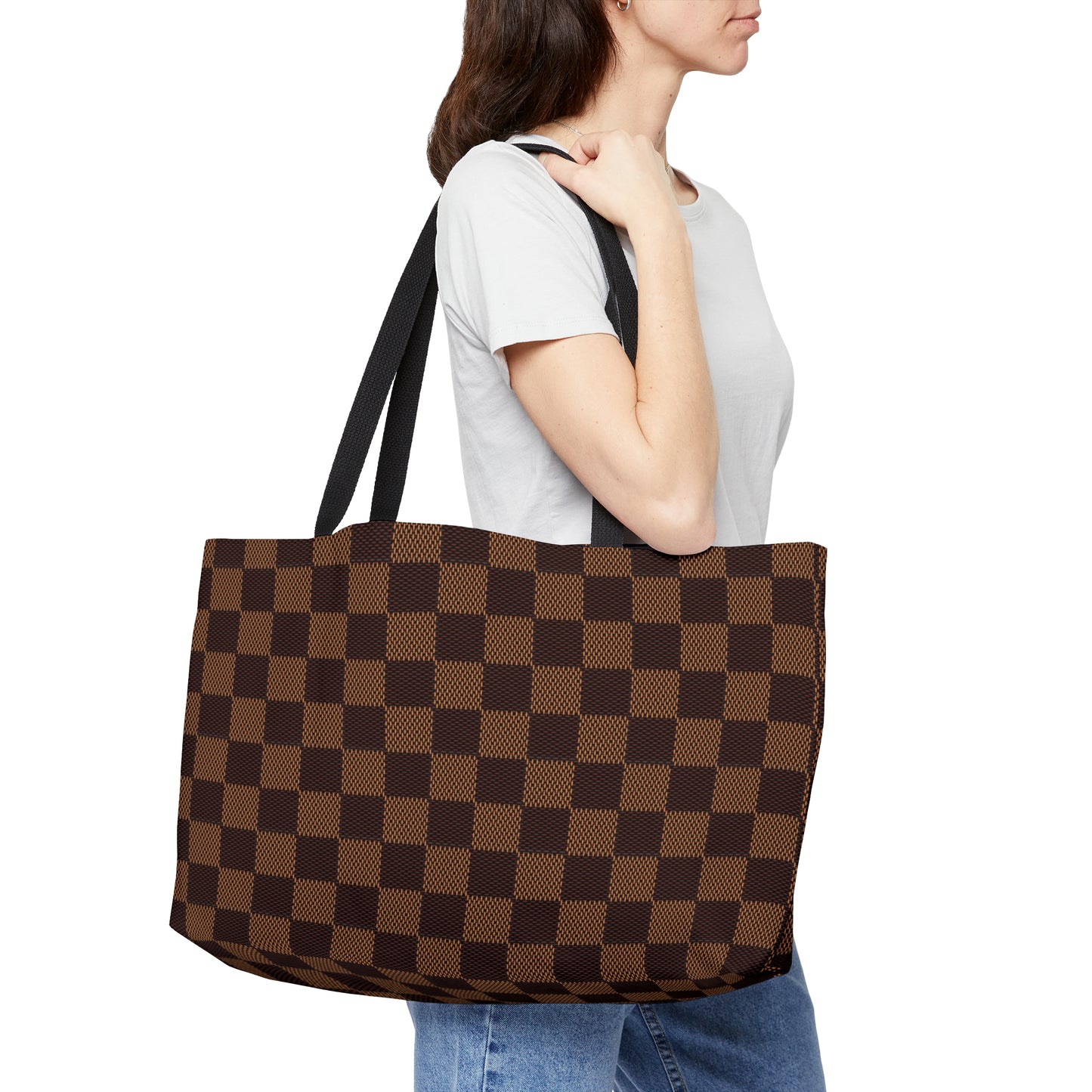 Mocha Bronze Checkerboard │ Weekender Tote Bag