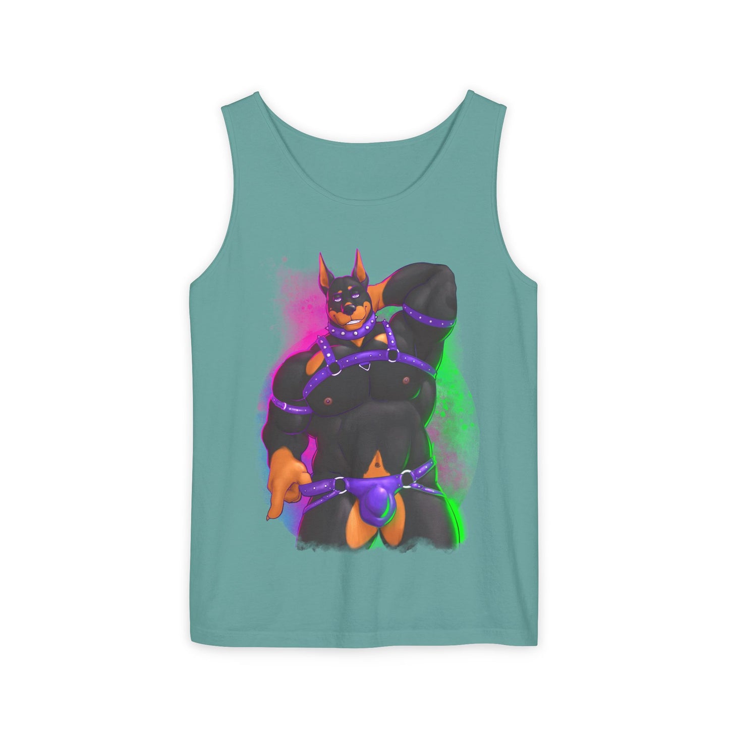 YIFF™: Neon Pup Doberman │ Garment-Dyed Tank Top