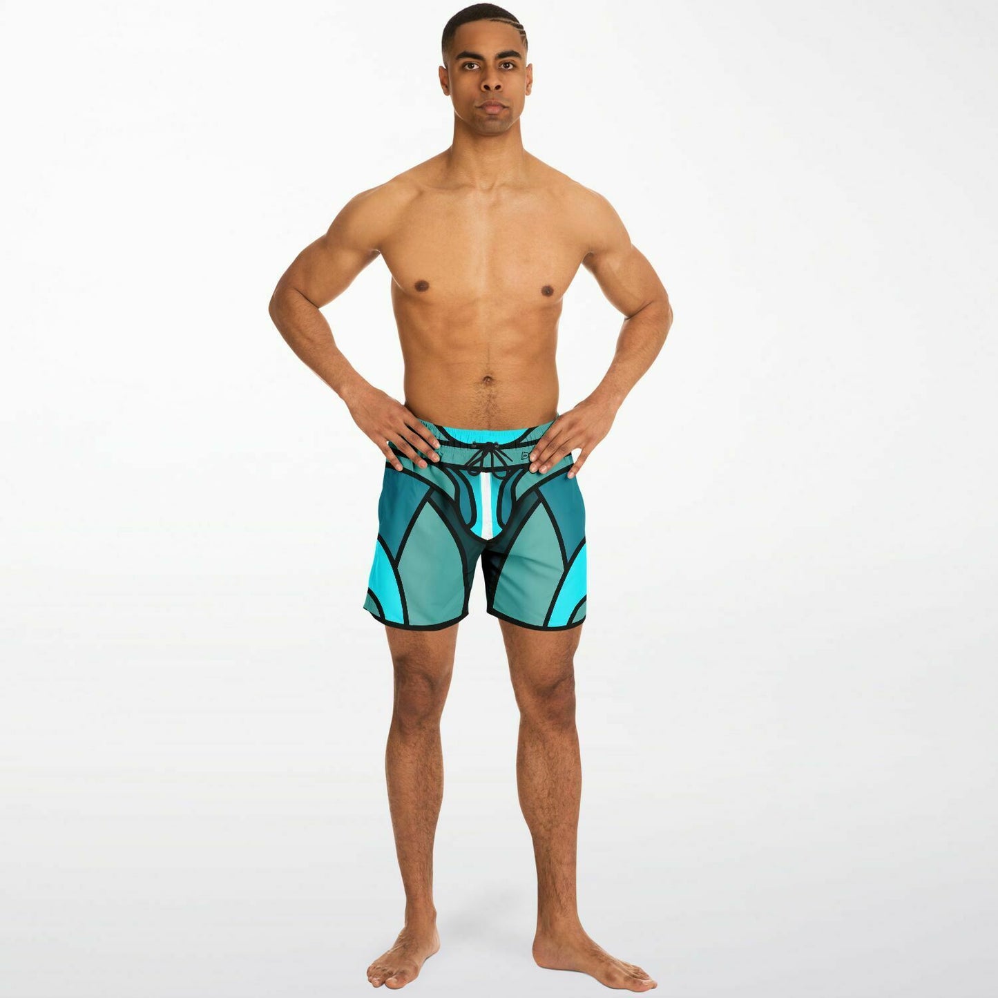 Zeus Riptide (Teal) │ Trompe L'Oeil Swim Trunks