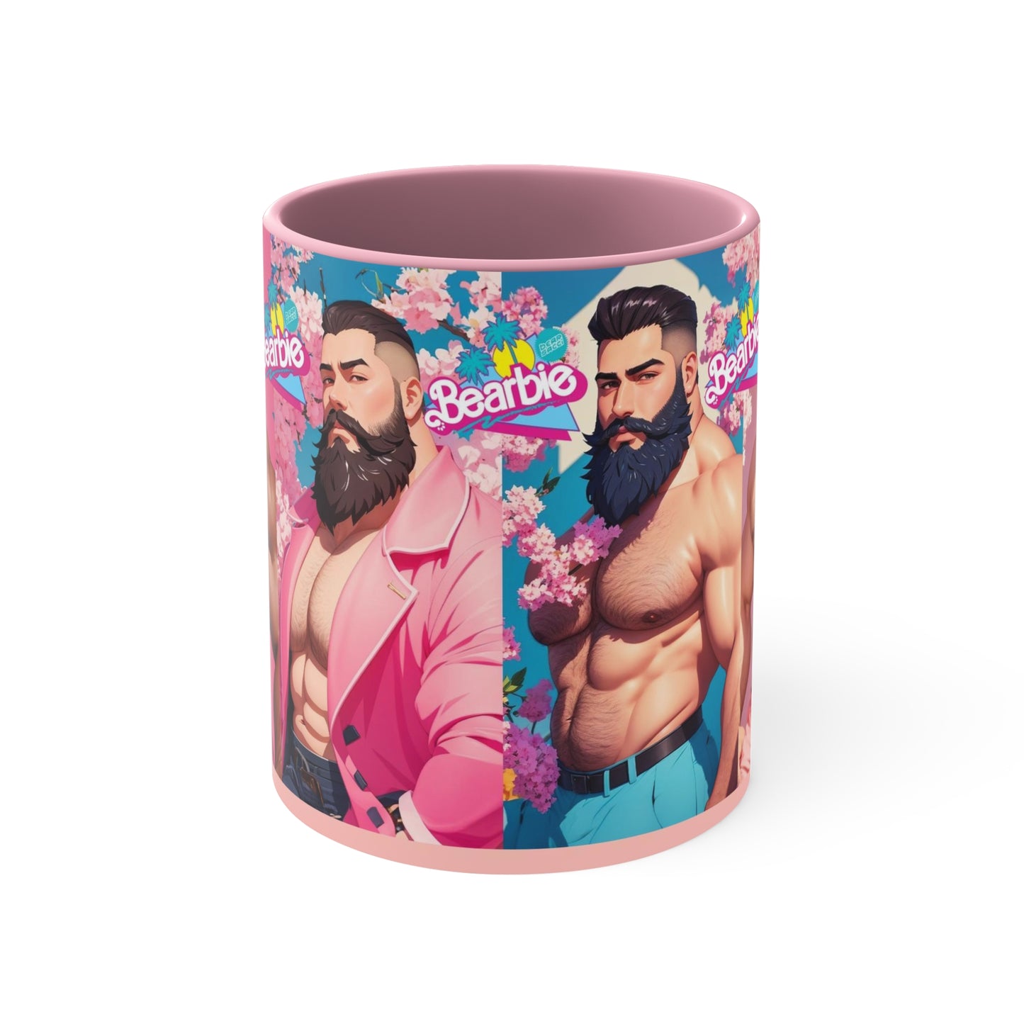 Bearbie "Hunks" │ Pink Accent Coffee Mug, 11oz