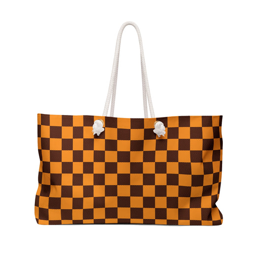 Orange "Taxicab" Checkerboard │ Weekender Bag (Rope Handle)