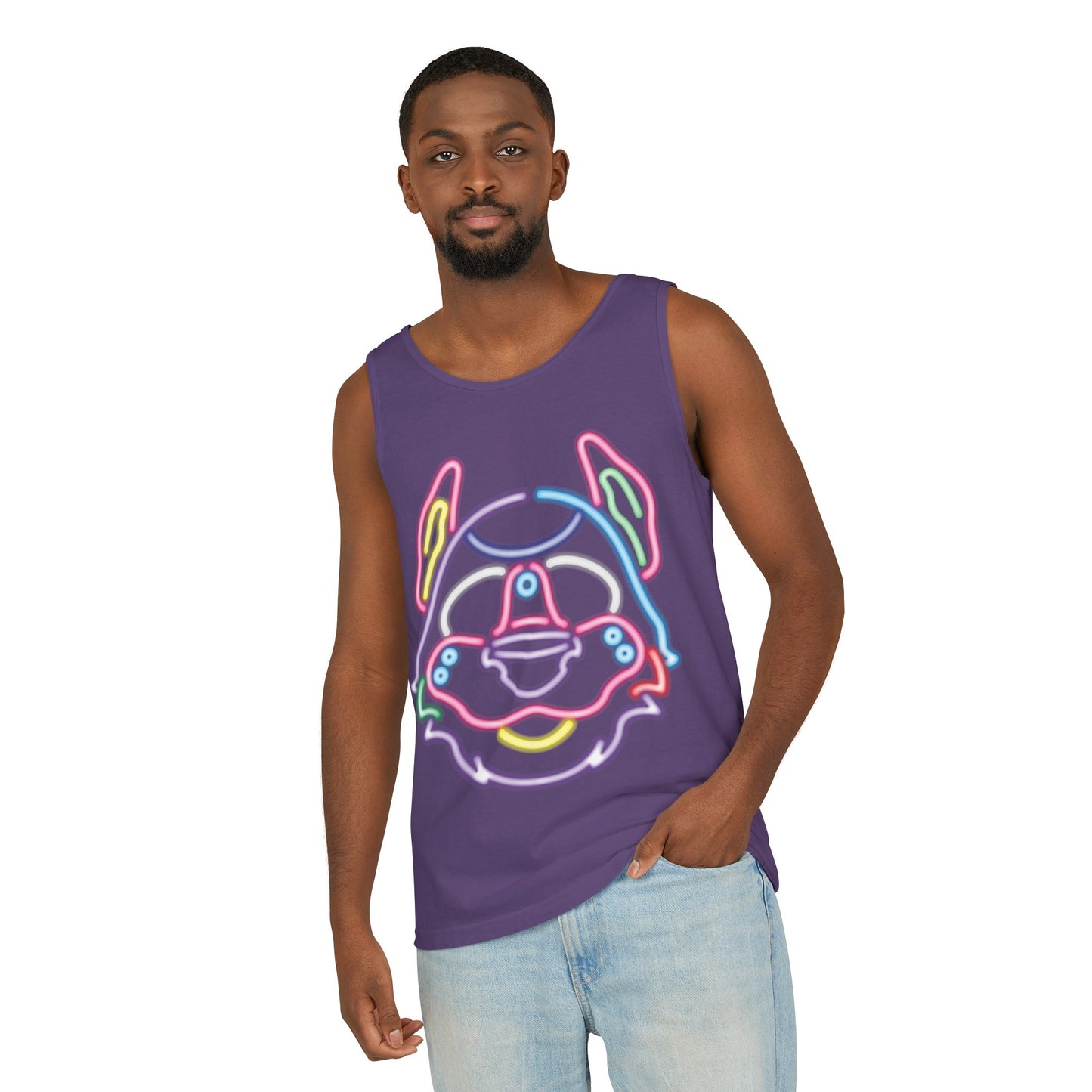 HyperPop™ X SlutPride™: Neon Pup Mask │ Garment-Dyed Tank Top