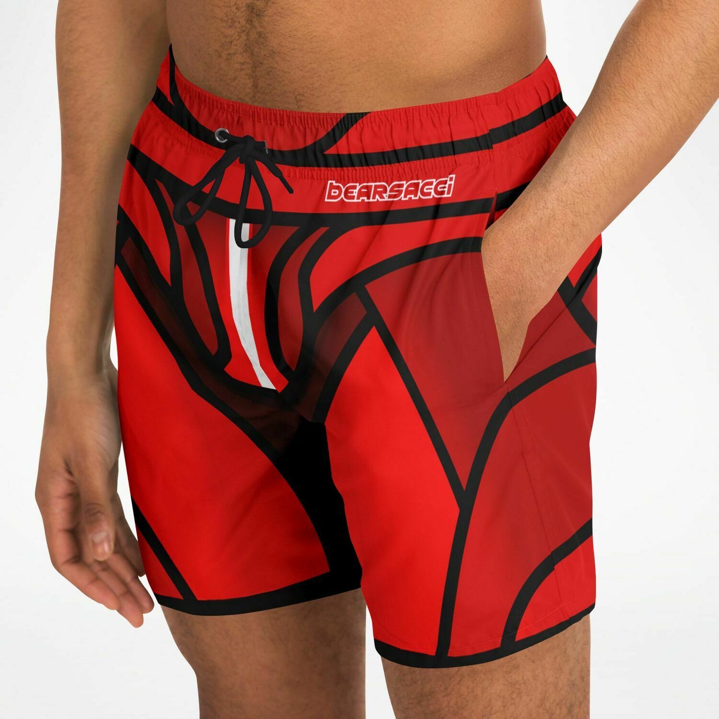 Zeus Riptide (Red) │ Trompe L'Oeil Swim Trunks