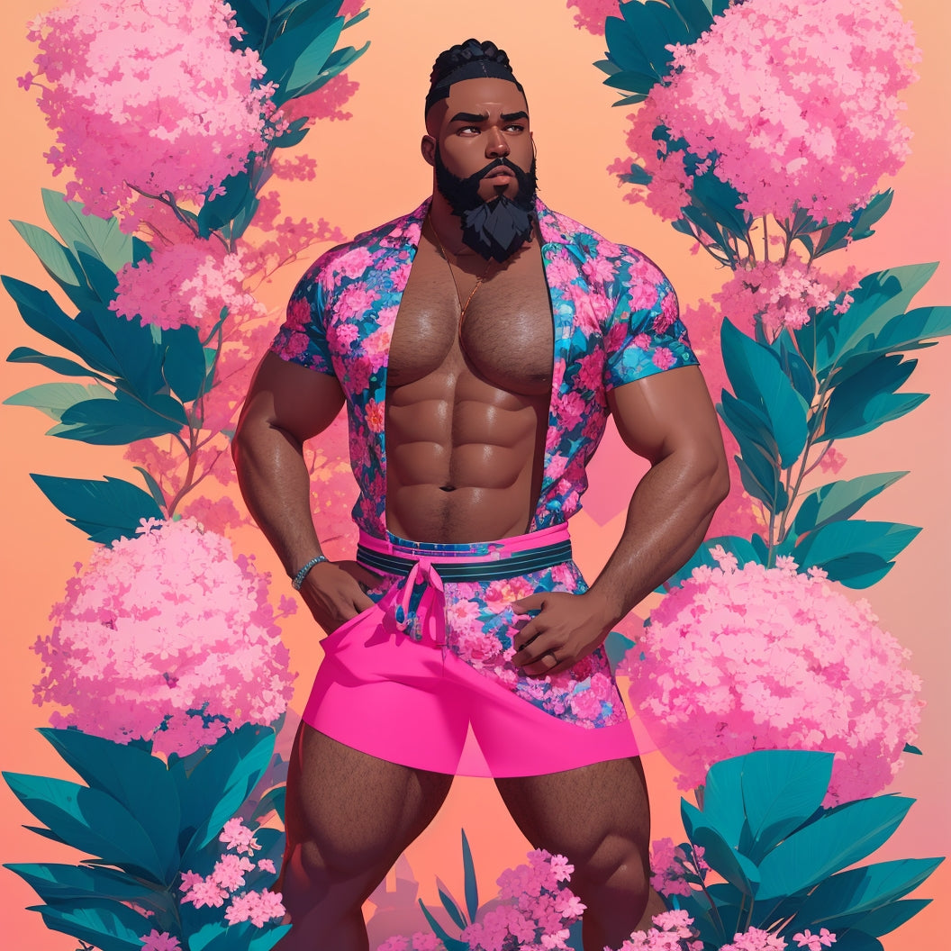 WYWH Chrysanthemum Shorts │ Trompe L'Oeil Swim Trunks