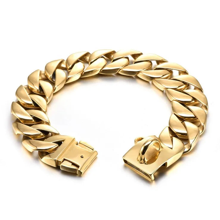 Fake Designer™: Chokehold Pup Necklace XL │ 1-1.75in-Thick 18K Gold-plated Stainless Steel Cuban Chain Jewelry