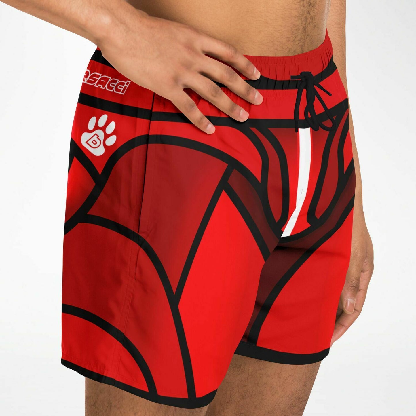 Zeus Riptide (Red) │ Trompe L'Oeil Swim Trunks