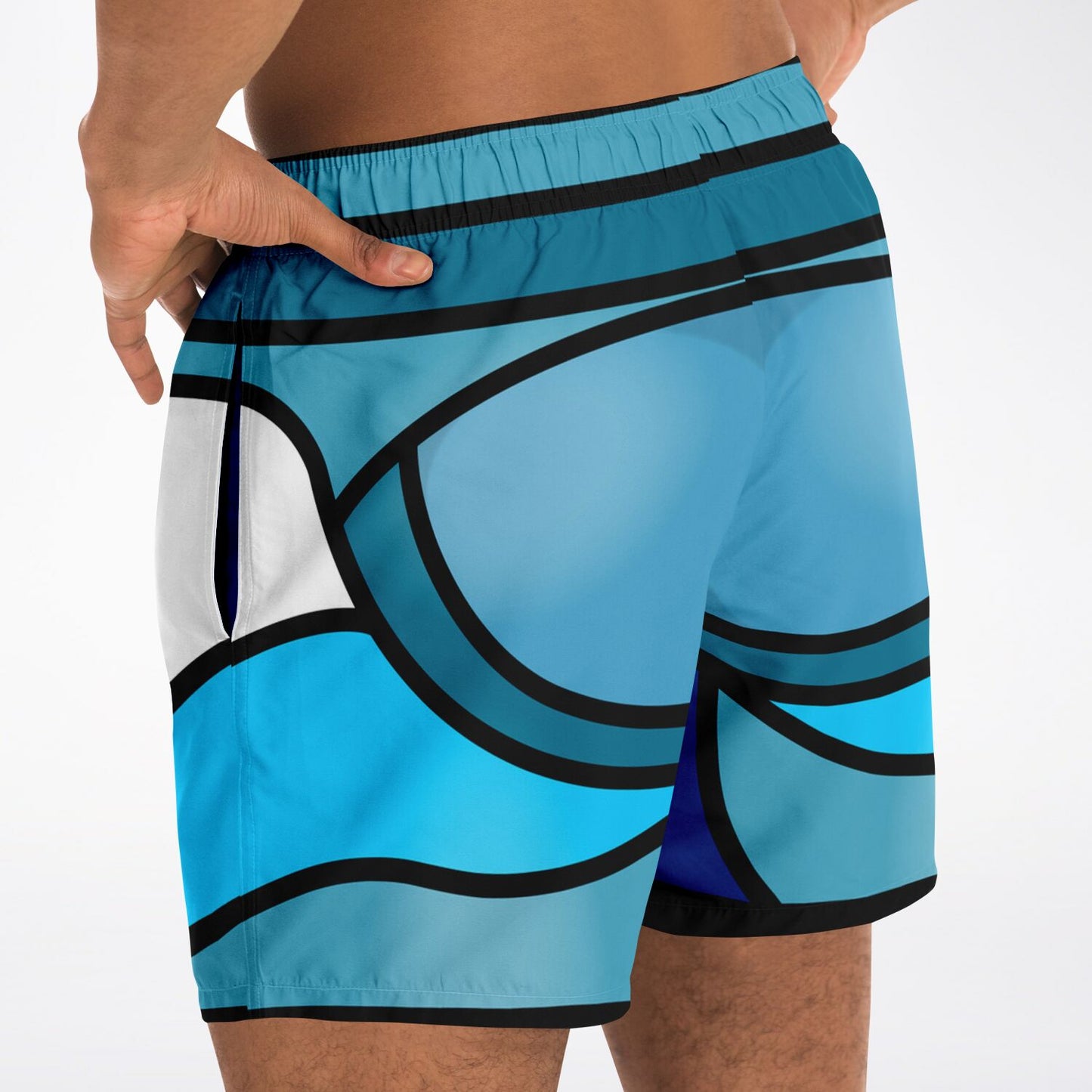 Zeus Riptide (Blue) │ Trompe L'Oeil Swim Trunks