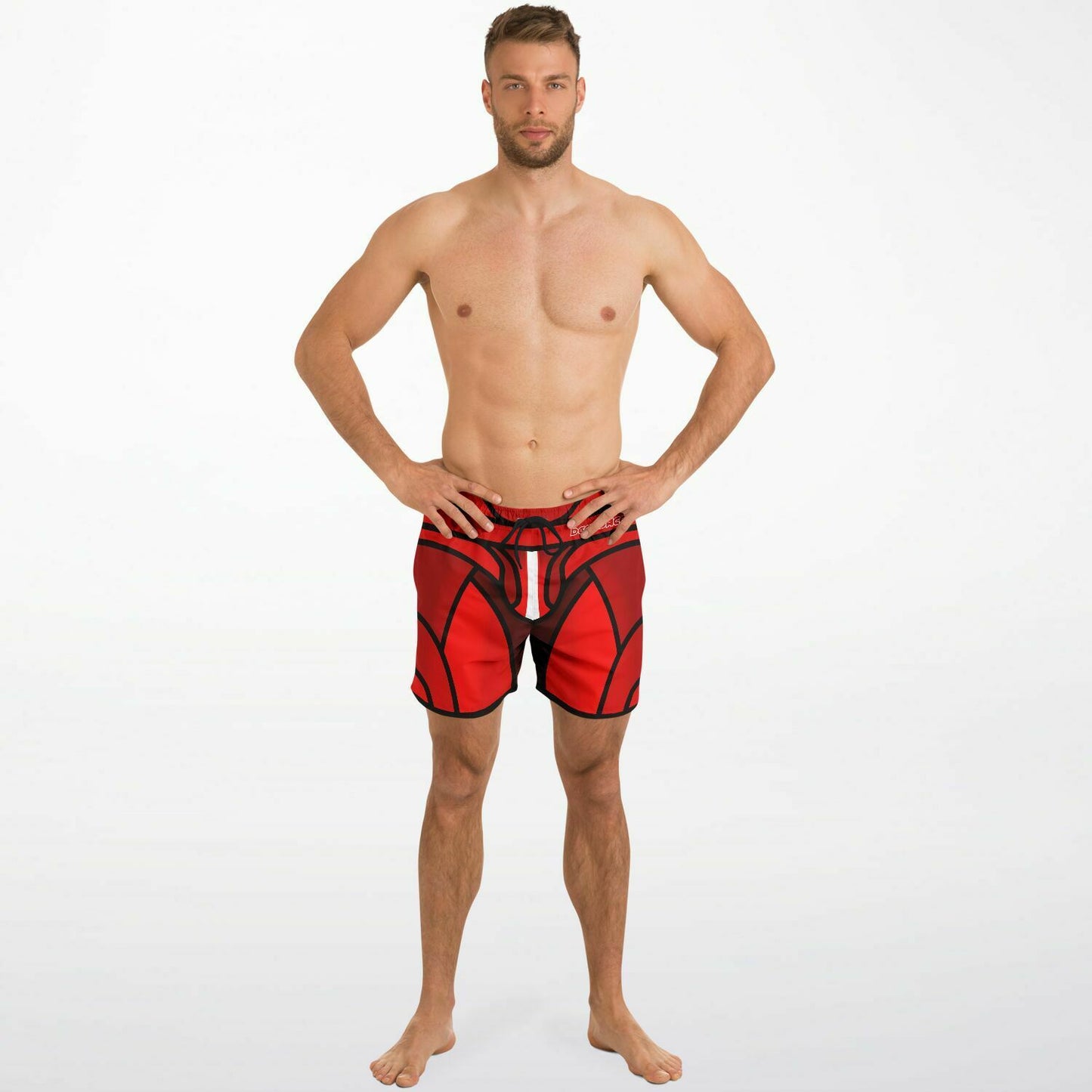 Zeus Riptide (Red) │ Trompe L'Oeil Swim Trunks