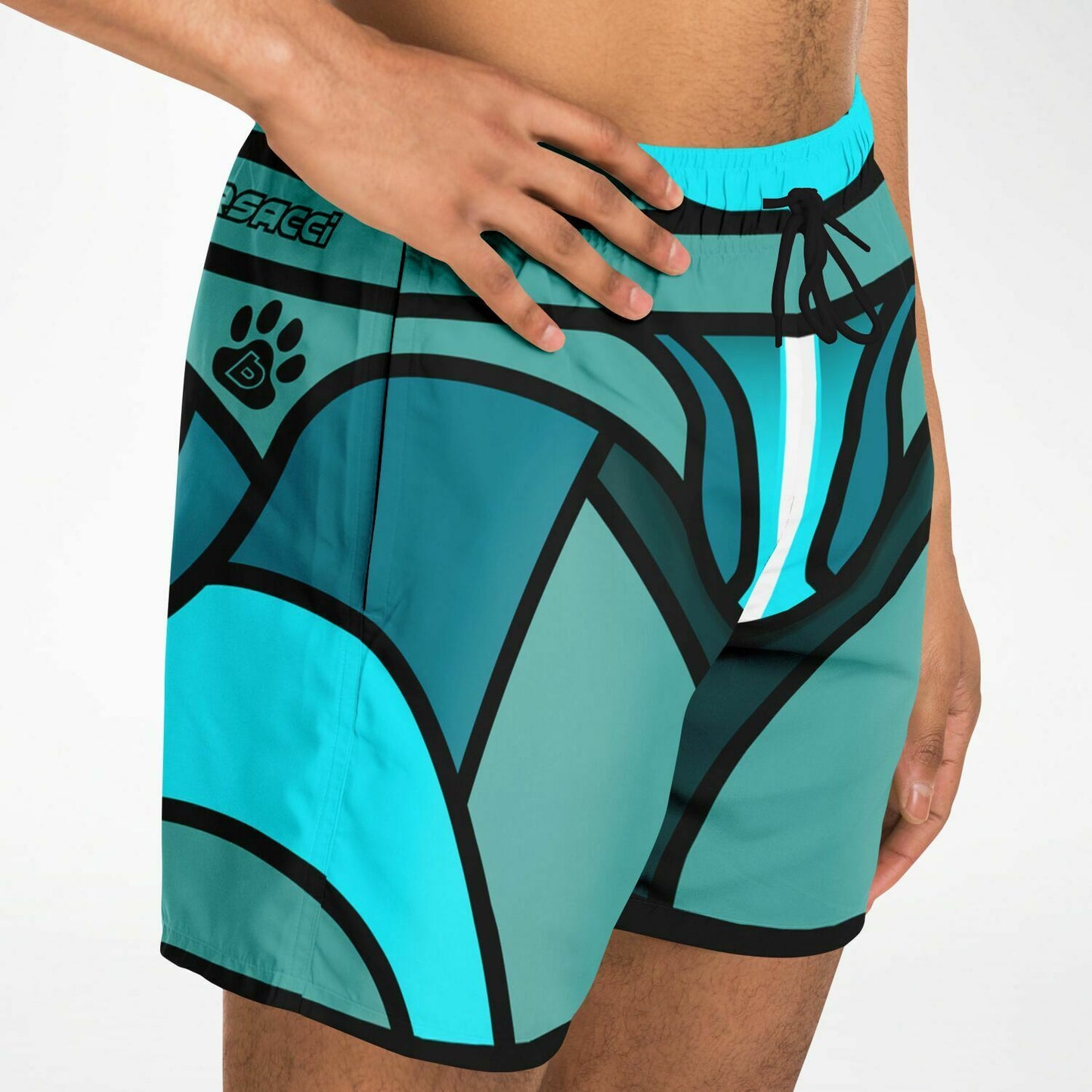 Zeus Riptide (Teal) │ Trompe L'Oeil Swim Trunks