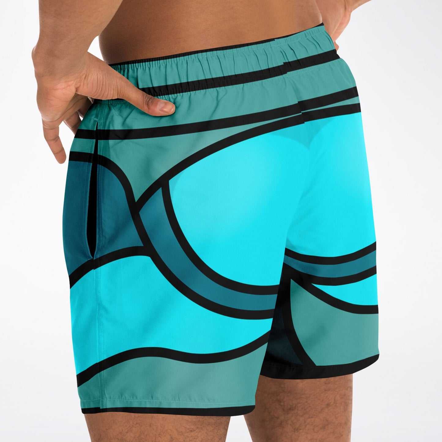 Zeus Riptide (Teal) │ Trompe L'Oeil Swim Trunks