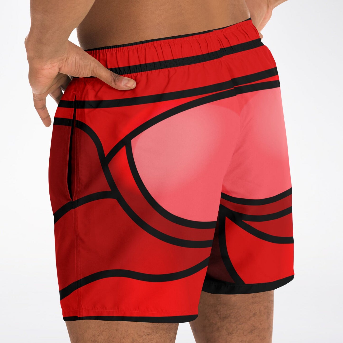 Zeus Riptide (Red) │ Trompe L'Oeil Swim Trunks