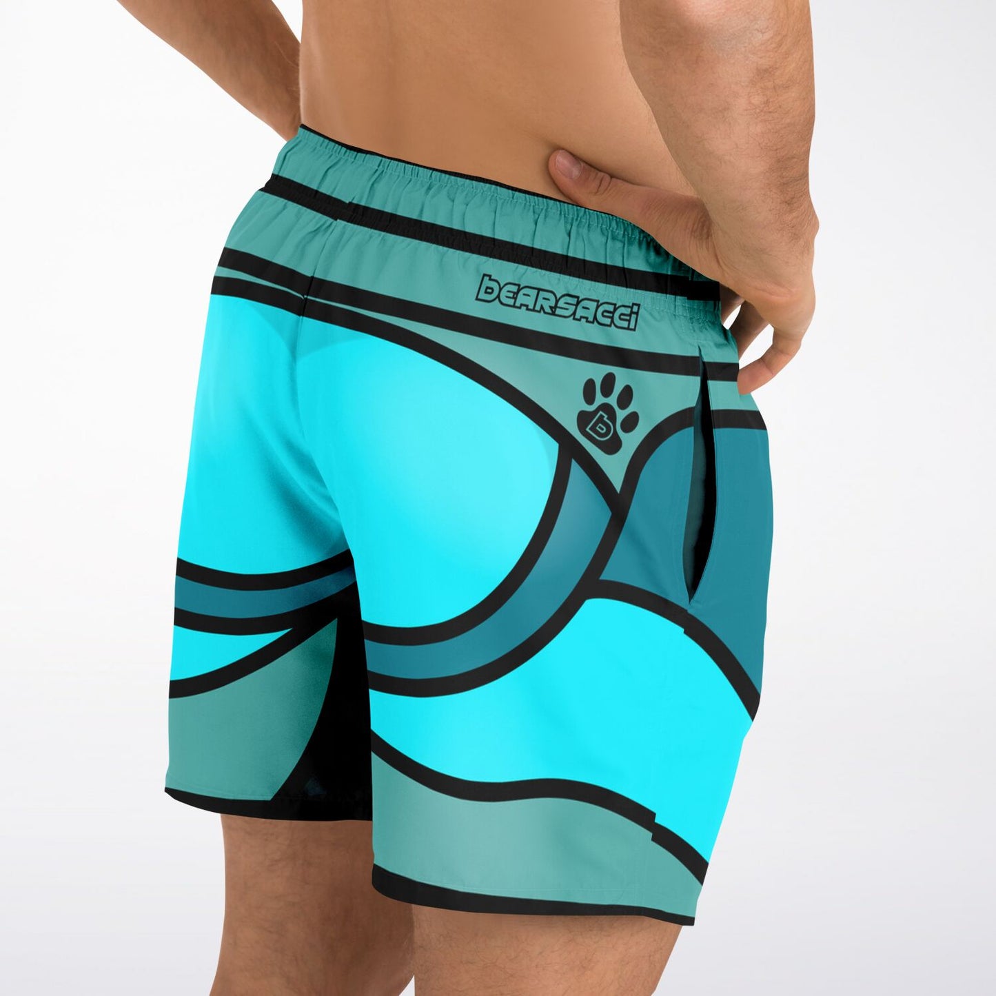 Zeus Riptide (Teal) │ Trompe L'Oeil Swim Trunks