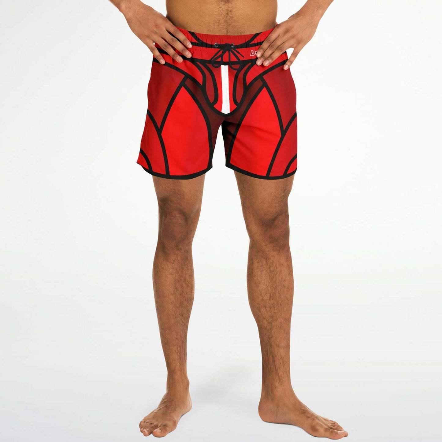 Zeus Riptide (Red) │ Trompe L'Oeil Swim Trunks