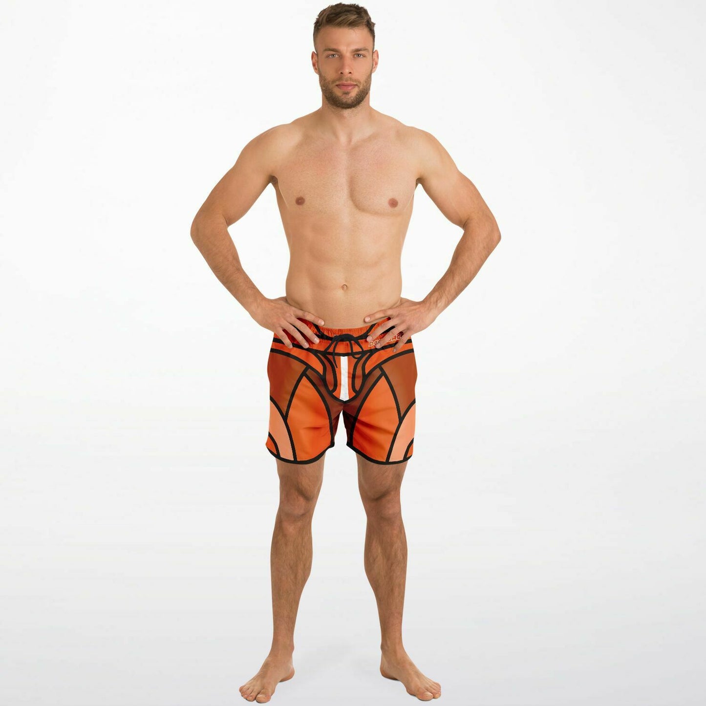 Zeus Riptide (Orange) │ Trompe L'Oeil Swim Trunks